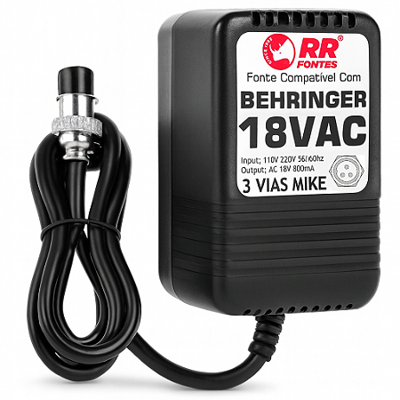 Fonte AC 18v 0.8A Para Mesa De Som Mixer Behringer Eurorack