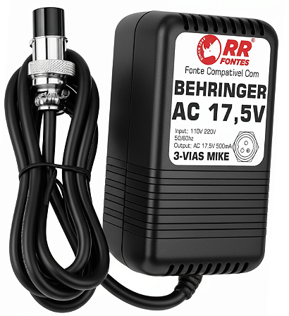 Fonte AC 17,5V 0.5A Para Mesa De Som Mixer Behringer Eurorack