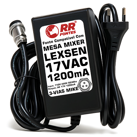 Fonte AC 17V 2.2A Para Mesa De Som Mixer Lexsen Pro
