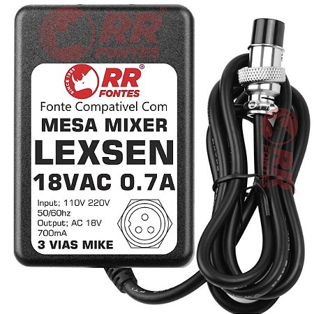 Fonte AC 18V 0.7A Para Mixer Lexsen