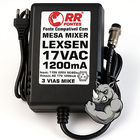 Fonte AC 17V 1.2A Para Mesa De Som Mixer Lexsen