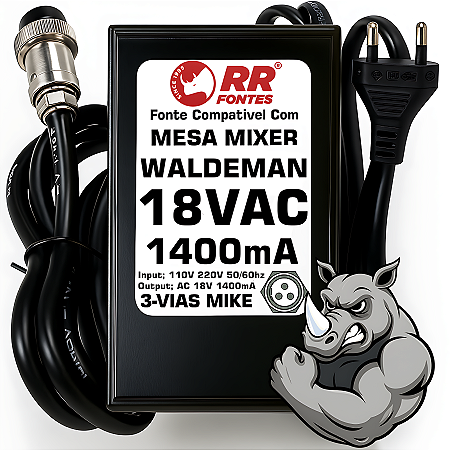 Fonte AC 18V 1.4A Para Mesa De Som Mixer Waldman Slim e Krystal POD