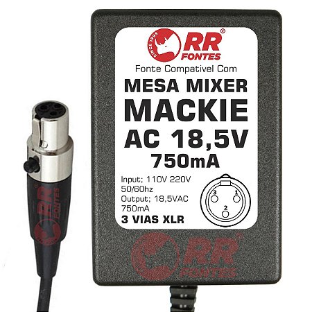 Fonte AC 18,5V 0.75A Para Mixer Mackie VLZ-3 VLZ-4