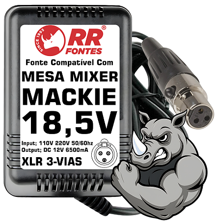 Fonte AC 18,5V 0.75A Para Mesa Mixer Mackie VLZ-3 VLZ-4