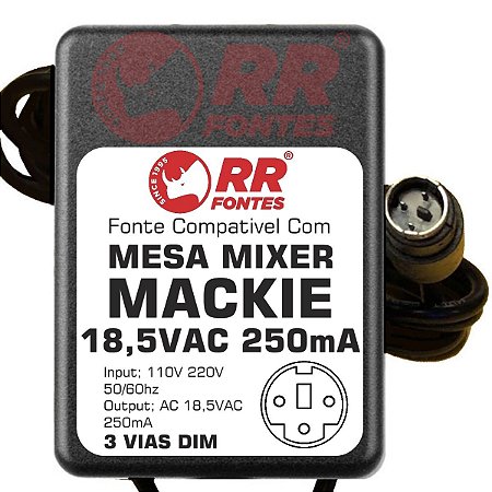 Fonte AC 18,5V 0.25A Para Mixer Mackie Plug DIM