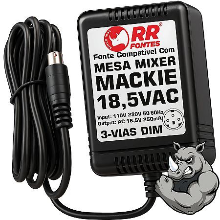 Fonte AC 18,5V 0.25A Para Mixer Mackie Plug DIM