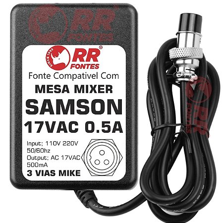 Fonte AC 17V 0.5A Para Mixer Samson MDR