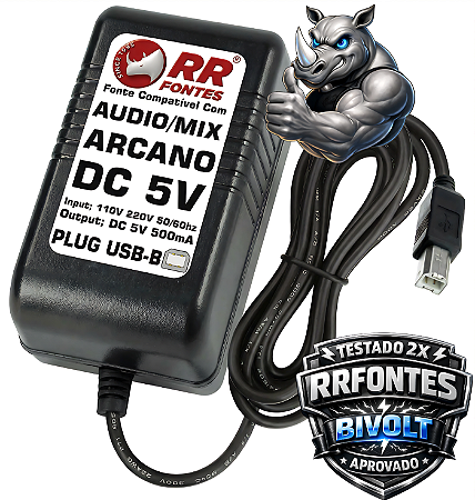 Fonte DC 5v 0.5A Para Pre-Amp, Interface, Mixer Arcanor Arcano USB-B