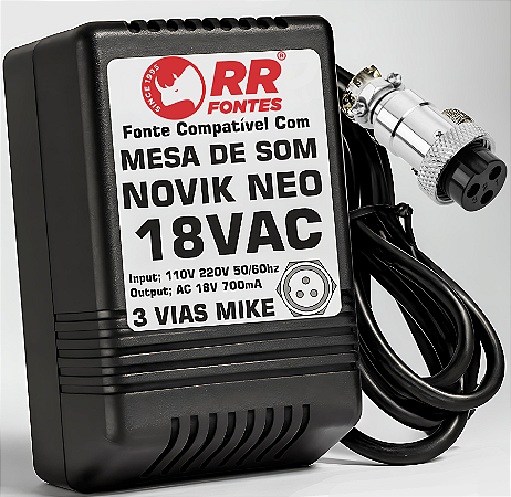 Fonte AC 18V 0.7A Para Mesa De Som Mixer Novik NVK NEO