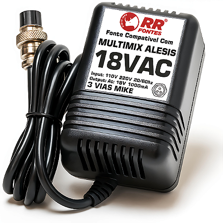 Fonte AC 18V 1A Para Mesa De Som Mixer Alesis Multimix