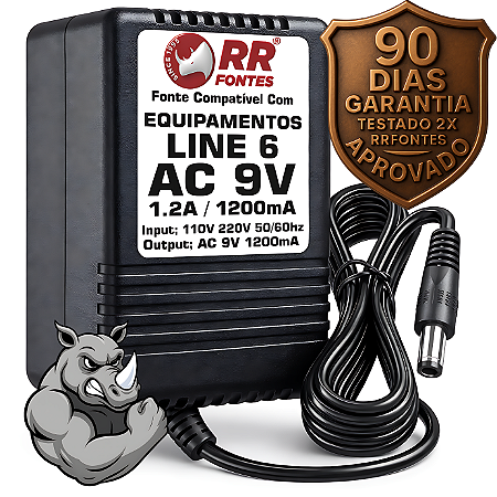Fonte AC 9V 1.2A Para Pedal Pedaleira LINE 6