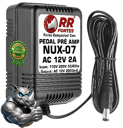 Fonte AC 12V 2A Pedal Pedaleira Nux 07 Multi Guitar Effect