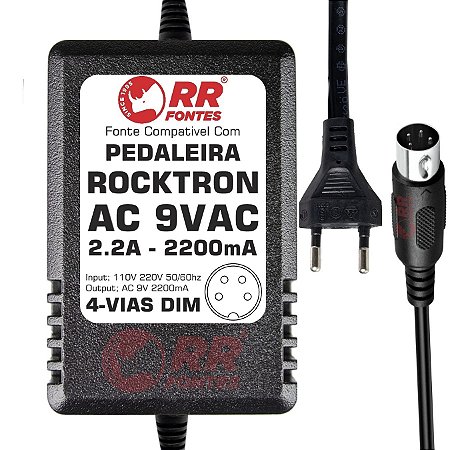 Fonte AC 9V 2.2A Para Pedal Pedaleira efeitos ROCKTRON