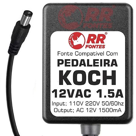 Fonte AC 12V 1.5A Para Pedal Koch Pedaltone