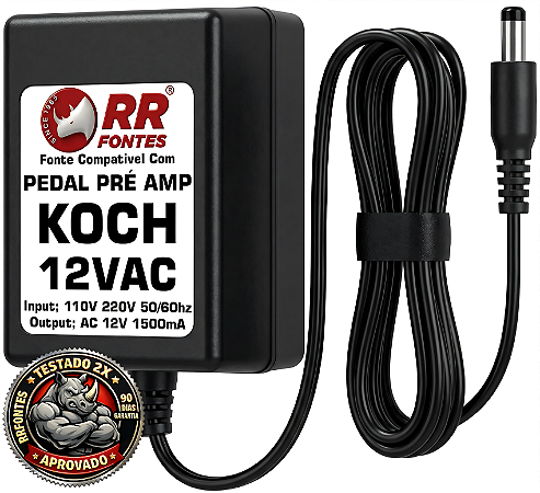 Fonte AC 12V 1.5A Para Pedal Pré Amp Koch Pedaltone Superlead