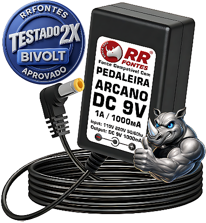 Fonte DC 9V Para Pedal Pedaleira Arcano