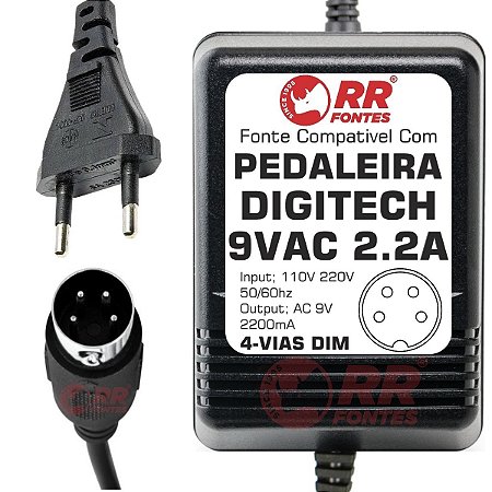 Fonte AC 9V 2.2A 4 Vias Para Pedal Pedaleira Digitech