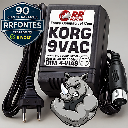 Fonte AC 9V 3.5A Para Pedal Multi Efeitos e Mixer Korg