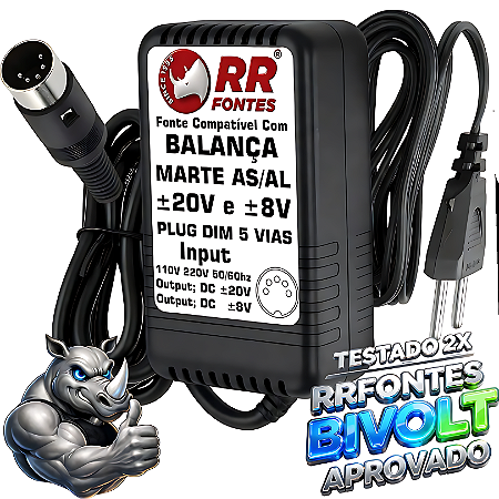 Fonte DC 20V e 8V Para Balança Marte AS e AL ASF-11 Antiga