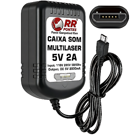Fonte Carregador DC 5V Para Caixa Multilaser Micro USB