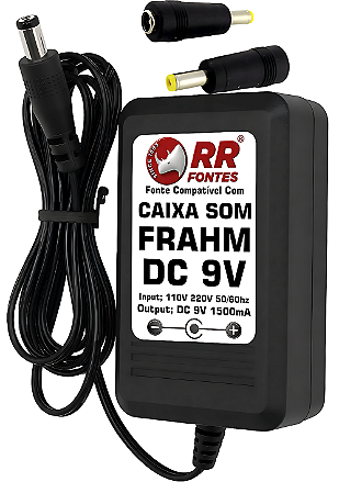 Carregador Fonte DC 9V Para Caixa Frahm