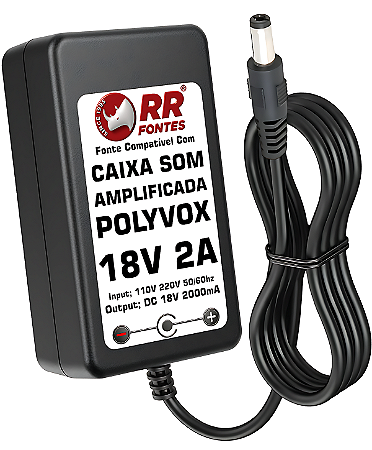 Fonte Carregador DC 18V Para Caixa Polyvox