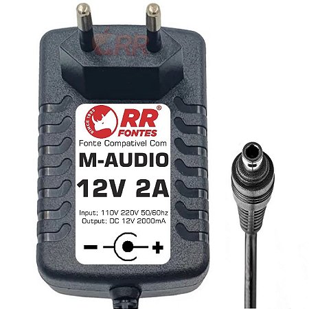Fonte DC 12V 2A Para Controladora Midi, Teclado e Interface Audio M-AUDIO