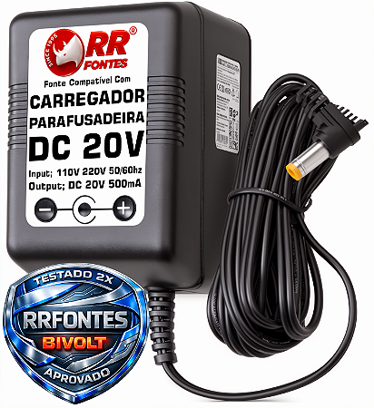 Carregador Fonte DC 20V Para Parafusadeira com Bateria De 20V