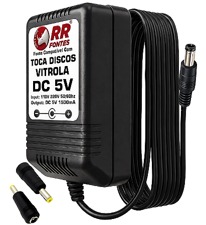 Fonte DC 5V Para Toca-Disco Vitrola Amvox, Raveo, Crosley, Multilaser Pulse