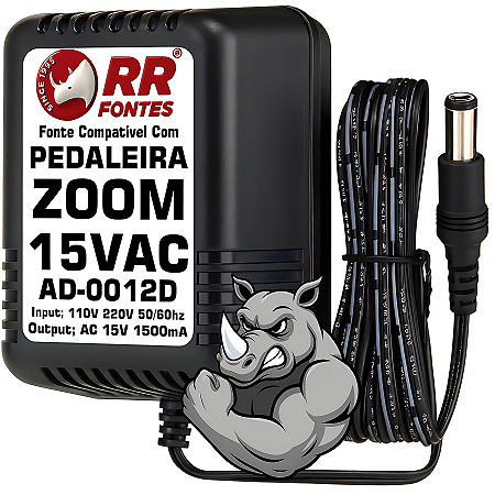 Fonte AC 15V 1.5A Para Pedal Pedaleira ZOOM