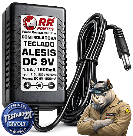 Fonte DC 9v 1.5A Para Alesis Percussão Digital Strike MultiPad