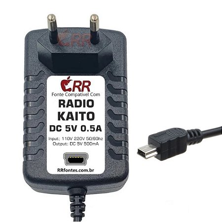 Fonte DC 5V Mini-USB Para Receptor De Radio Kaito Am Fm Sw