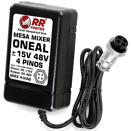 Fonte DC 15V e 48V Para Mixer Mesa De Som Oneal OMX 4 Vias
