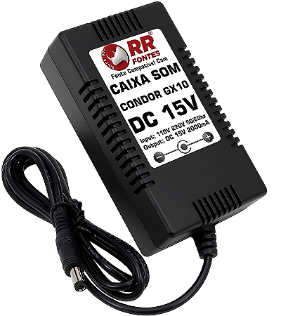 Fonte DC 15V Para Amplificador Guitarra Condor Gx10