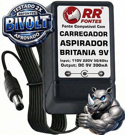 Fonte Carregador 9v Para Aspirador Pó Portátil Britânia