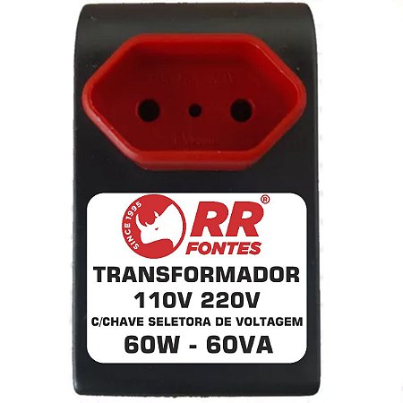 Transformador Conversor Voltagem 60w Para 110v-220v Ou 220v-110v Bivolt Tomada 2 Pinos