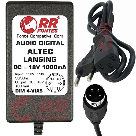 Fonte DC 18v 4 Vias Para Caixa Som Altec Lansing Audio Digital