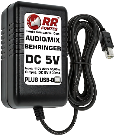 Fonte DC 5V USB-B Para Mesa de Som Mixer Behringer Xenyx 302USB