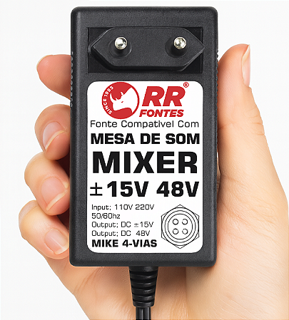Fonte DC 15V e 48V Para Mesa De Som Mixer Karsect KT