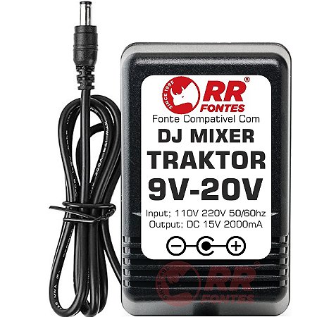 Fonte DC 9V-20V Para Controladora DJ Mixer Traktor Kontrol Audio