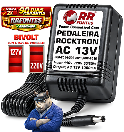 Fonte AC 13V 1A Para Pedal Pedaleira Rocktron