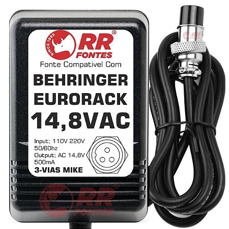 Fonte AC 14,8V 0.5A Para Mixer Behringer Eurorack Plug Mike