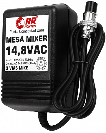 Fonte AC 14,8V 0.5A Para Mixer Behringer Eurorack Plug Mike