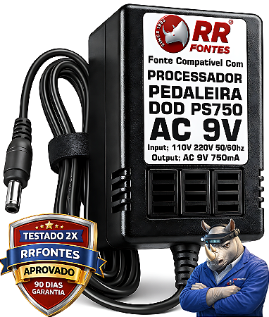 Fonte AC 9V Para Pedal e Processador De Efeitos DOD