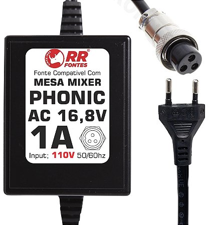 Fonte AC 16,8V 110V Para Mesa De Som Mixer Phonic MM MU
