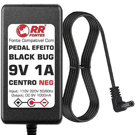 Fonte DC 9V Para Pedal Pedaleira Black Bug