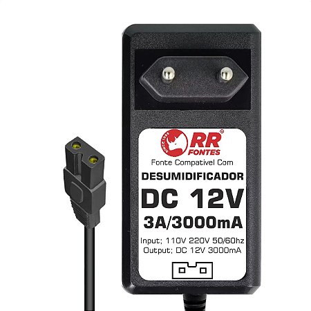 Fonte DC 12V 3a Para Desumidificador Komeco Kdp 250