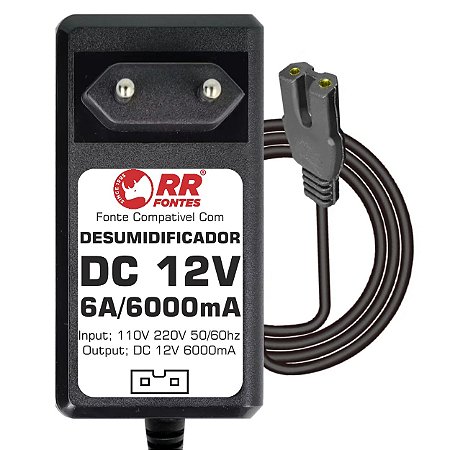 Fonte DC 12v 6a Para Desumidificador Ar Cadense Desu500