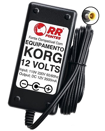 Fonte DC 12V 3.5A Para Piano, Teclado e Sintetizador Digital Korg