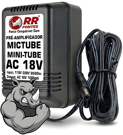 Fonte AC 18V Para Pré Amplificador ALESIS Mictube Solo e Duo